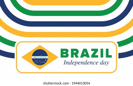 Brazil Independence Day. Happy national holiday. Freedom day. Celebrate annual in September 7. Brazil flag. Patriotic brazilian design. Poster, card, banner, template, background. Vector illustration