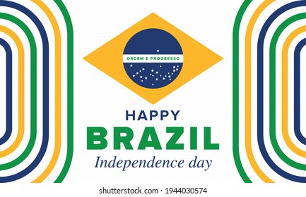 Brazil Independence Day. Happy national holiday. Freedom day. Celebrate annual in September 7. Brazil flag. Patriotic brazilian design. Poster, card, banner, template, background. Vector illustration