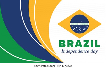 Brazil Independence Day. Happy national holiday. Freedom day. Celebrate annual in September 7. Brazil flag. Patriotic brazilian design. Poster, card, banner, template, background. Vector illustration