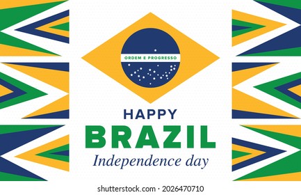 Brazil Independence Day. Happy national holiday. Freedom day. Celebrate annual in September 7. Brazil flag. Patriotic brazilian design. Poster, card, banner, template, background. Vector illustration