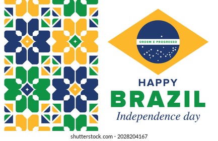 Brazil Independence Day. Happy national holiday. Freedom day. Celebrate annual in September 7. Brazil flag. Patriotic brazilian design. Poster, card, banner, template, background. Vector illustration