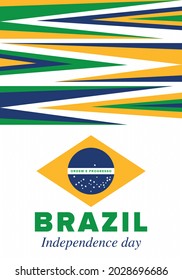 Brazil Independence Day. Happy national holiday. Freedom day. Celebrate annual in September 7. Brazil flag. Patriotic brazilian design. Poster, card, banner, template, background. Vector illustration