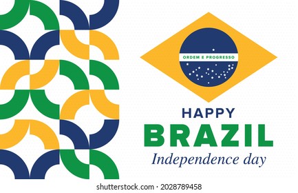 Brazil Independence Day. Happy national holiday. Freedom day. Celebrate annual in September 7. Brazil flag. Patriotic brazilian design. Poster, card, banner, template, background. Vector illustration