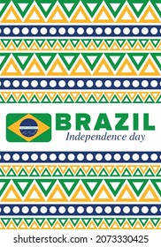 Brazil Independence Day. Happy national holiday. Freedom day. Celebrate annual in September 7. Brazil flag. Patriotic brazilian design. Poster, card, banner, template, background. Vector illustration