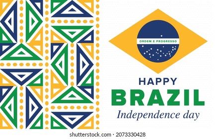 Brazil Independence Day. Happy national holiday. Freedom day. Celebrate annual in September 7. Brazil flag. Patriotic brazilian design. Poster, card, banner, template, background. Vector illustration