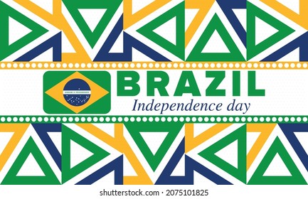 Brazil Independence Day. Happy national holiday. Freedom day. Celebrate annual in September 7. Brazil flag. Patriotic brazilian design. Poster, card, banner, template, background. Vector illustration