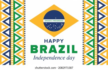 Brazil Independence Day. Happy national holiday. Freedom day. Celebrate annual in September 7. Brazil flag. Patriotic brazilian design. Poster, card, banner, template, background. Vector illustration