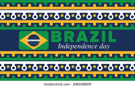 Brazil Independence Day. Happy national holiday. Freedom day. Celebrate annual in September 7. Brazil flag. Patriotic brazilian design. Poster, card, banner, template, background. Vector illustration