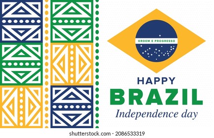Brazil Independence Day. Happy national holiday. Freedom day. Celebrate annual in September 7. Brazil flag. Patriotic brazilian design. Poster, card, banner, template, background. Vector illustration
