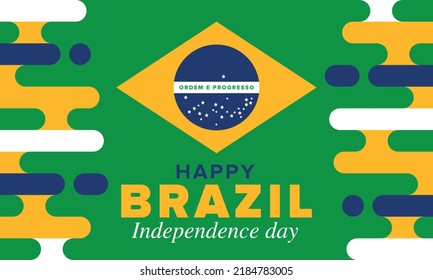 Brazil Independence Day. Happy national holiday. Freedom day. Celebrate annual in September 7. Brazil flag. Patriotic brazilian design. Poster, card, banner, template, background. Vector illustration