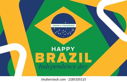 Brazil Independence Day. Happy national holiday. Freedom day. Celebrate annual in September 7. Brazil flag. Patriotic brazilian design. Poster, card, banner, template, background. Vector illustration