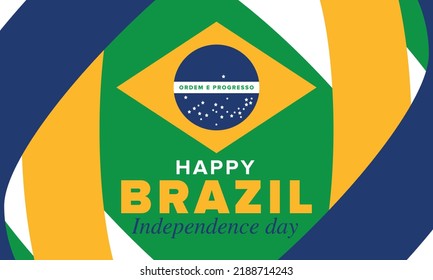 Brazil Independence Day. Happy national holiday. Freedom day. Celebrate annual in September 7. Brazil flag. Patriotic brazilian design. Poster, card, banner, template, background. Vector illustration