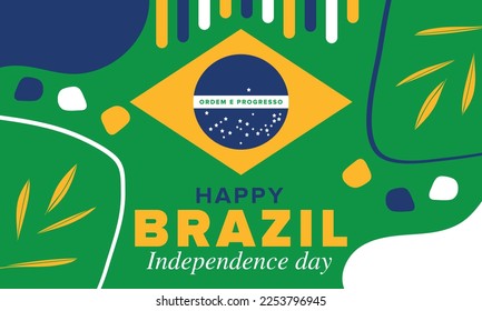 Brazil Independence Day. Happy national holiday. Freedom day. Celebrate annual in September 7. Brazil flag. Patriotic brazilian design. Poster, card, banner, template, background. Vector illustration