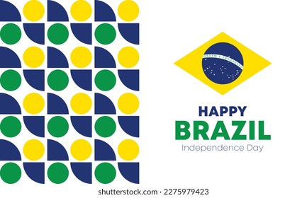 Brazil Independence Day. Happy national holiday. Freedom day. Celebrate annual in September 7. Brazil flag. Patriotic brazilian design