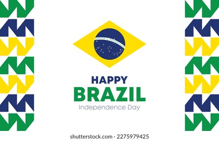 Brazil Independence Day. Happy national holiday. Freedom day. Celebrate annual in September 7. Brazil flag. Patriotic brazilian design