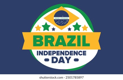 Brazil Independence Day. Happy national holiday. Freedom day. Celebrate annual in September 7. Brazil flag. Patriotic brazilian design. Poster, card, banner, template, background. Vector illustration