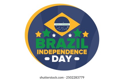 Brazil Independence Day. Happy national holiday. Freedom day. Celebrate annual in September 7. Brazil flag. Patriotic brazilian design. Poster, card, banner, template, background. Vector illustration