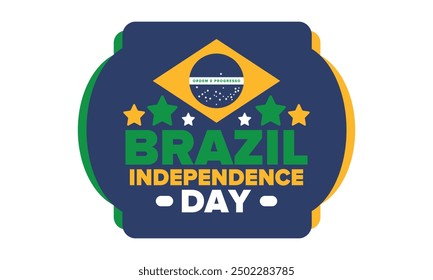 Brazil Independence Day. Happy national holiday. Freedom day. Celebrate annual in September 7. Brazil flag. Patriotic brazilian design. Poster, card, banner, template, background. Vector illustration