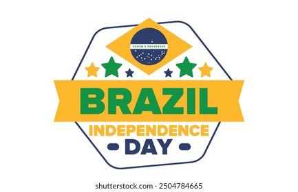 Brazil Independence Day. Happy national holiday. Freedom day. Celebrate annual in September 7. Brazil flag. Patriotic brazilian design. Poster, card, banner, template, background. Vector illustration
