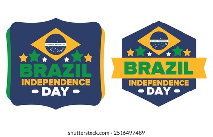 Brazil Independence Day. Happy national holiday. Freedom day. Celebrate annual in September 7. Brazil flag. Patriotic brazilian design. Poster, card, banner, template, background. Vector illustration