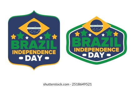 Brazil Independence Day. Happy national holiday. Freedom day. Celebrate annual in September 7. Brazil flag. Patriotic brazilian design. Poster, card, banner, template, background. Vector illustration