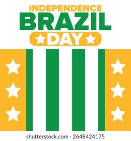 Dia da Independência do Brasil. Feliz feriado nacional. Dia da Liberdade. Comemore anualmente em 7 de setembro. Bandeira do Brasil. Design brasileiro patriótico. Cartaz, cartão, faixa, modelo, fundo. Ilustração vetorial