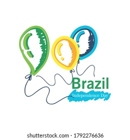 brazil independence day with helium balloons vector illustration design