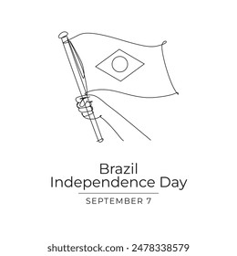 Brazil Independence Day. line art design. vector line ribbon. continuous line for celebration. independece day. eps 10. 