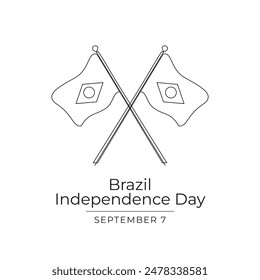 Brazil Independence Day. line art design. vector line ribbon. continuous line for celebration. independece day. eps 10. 