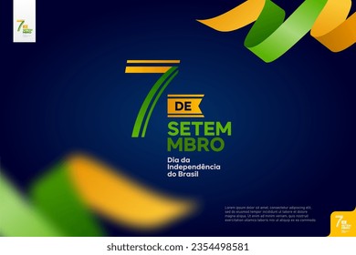 brazil independence day logotype september 7th with flag background.