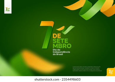 brazil independence day logotype september 7th with flag background.