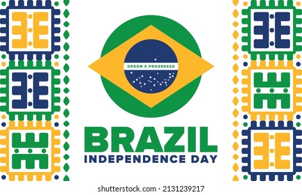 Brazil Independence Day. National happy holiday. Freedom day design. Celebrate annual in September 7. Brazil flag. Patriotic Brazilian vector illustration. Poster, template and background