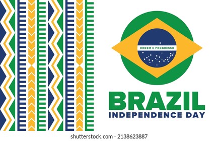 Brazil Independence Day. National happy holiday. Freedom day design. Celebrate annual in September 7. Brazil flag. Patriotic Brazilian vector illustration. Poster, template and background