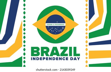 Brazil Independence Day. National happy holiday. Freedom day design. Celebrate annual in September 7. Brazil flag. Patriotic Brazilian vector illustration. Poster, template and background