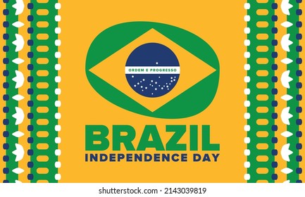 Brazil Independence Day. National happy holiday. Freedom day design. Celebrate annual in September 7. Brazil flag. Patriotic Brazilian vector illustration. Poster, template and background