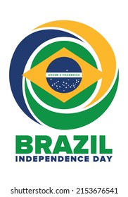 Brazil Independence Day. National happy holiday. Freedom day design. Celebrate annual in September 7. Brazil flag. Patriotic Brazilian vector illustration. Poster, template and background