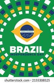 Brazil Independence Day. National happy holiday. Freedom day design. Celebrate annual in September 7. Brazil flag. Patriotic Brazilian vector illustration. Poster, template and background