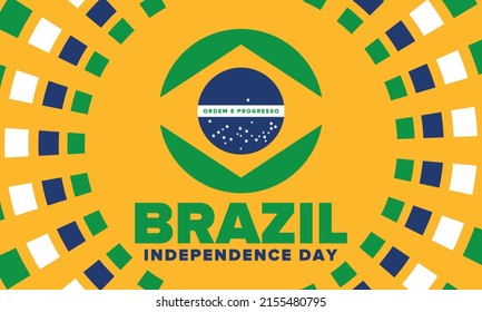 Brazil Independence Day. National happy holiday. Freedom day design. Celebrate annual in September 7. Brazil flag. Patriotic Brazilian vector illustration. Poster, template and background