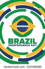 Brazil Independence Day. National happy holiday. Freedom day design. Celebrate annual in September 7. Brazil flag. Patriotic Brazilian vector illustration. Poster, template and background