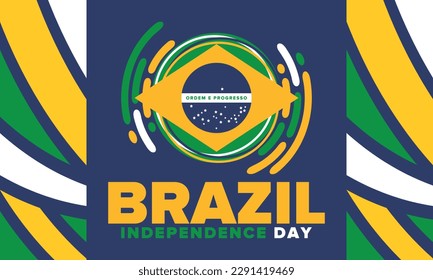 Brazil Independence Day. National happy holiday. Freedom day design. Celebrate annual in September 7. Brazil flag. Patriotic Brazilian vector illustration. Poster, template and background