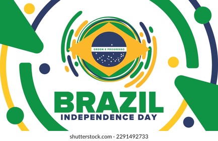 Brazil Independence Day. National happy holiday. Freedom day design. Celebrate annual in September 7. Brazil flag. Patriotic Brazilian vector illustration. Poster, template and background