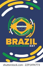 Brazil Independence Day. National happy holiday. Freedom day design. Celebrate annual in September 7. Brazil flag. Patriotic Brazilian vector illustration. Poster, template and background