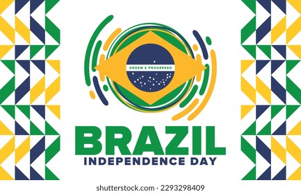 Brazil Independence Day. National happy holiday. Freedom day design. Celebrate annual in September 7. Brazil flag. Patriotic Brazilian vector illustration. Poster, template and background