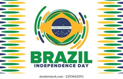 Brazil Independence Day. National happy holiday. Freedom day design. Celebrate annual in September 7. Brazil flag. Patriotic Brazilian vector illustration. Poster, template and background