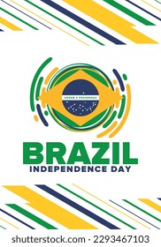Brazil Independence Day. National happy holiday. Freedom day design. Celebrate annual in September 7. Brazil flag. Patriotic Brazilian vector illustration. Poster, template and background