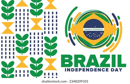Brazil Independence Day. National happy holiday. Freedom day design. Celebrate annual in September 7. Brazil flag. Patriotic Brazilian vector illustration. Poster, template and background