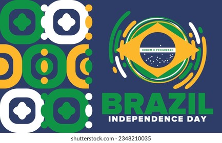 Brazil Independence Day. National happy holiday. Freedom day design. Celebrate annual in September 7. Brazil flag. Patriotic Brazilian vector illustration. Poster, template and background