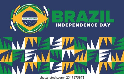 Brazil Independence Day. National happy holiday. Freedom day design. Celebrate annual in September 7. Brazil flag. Patriotic Brazilian vector illustration. Poster, template and background