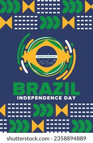 Brazil Independence Day. National happy holiday. Freedom day design. Celebrate annual in September 7. Brazil flag. Patriotic Brazilian vector illustration. Poster, template and background