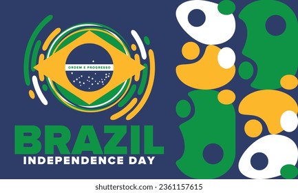 Brazil Independence Day. National happy holiday. Freedom day design. Celebrate annual in September 7. Brazil flag. Patriotic Brazilian vector illustration. Poster, template and background